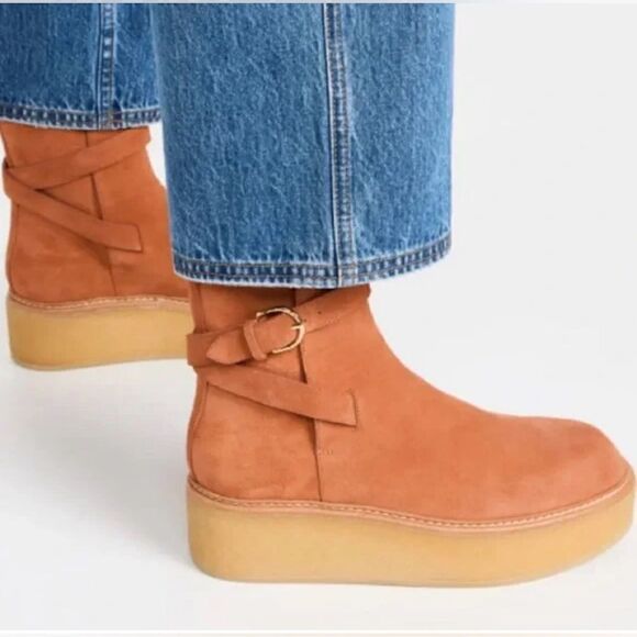 Ulla Johnson Lennox Ankle Buckle Boots suede terracotta brown. New 39.5/… - Picture 2 of 15